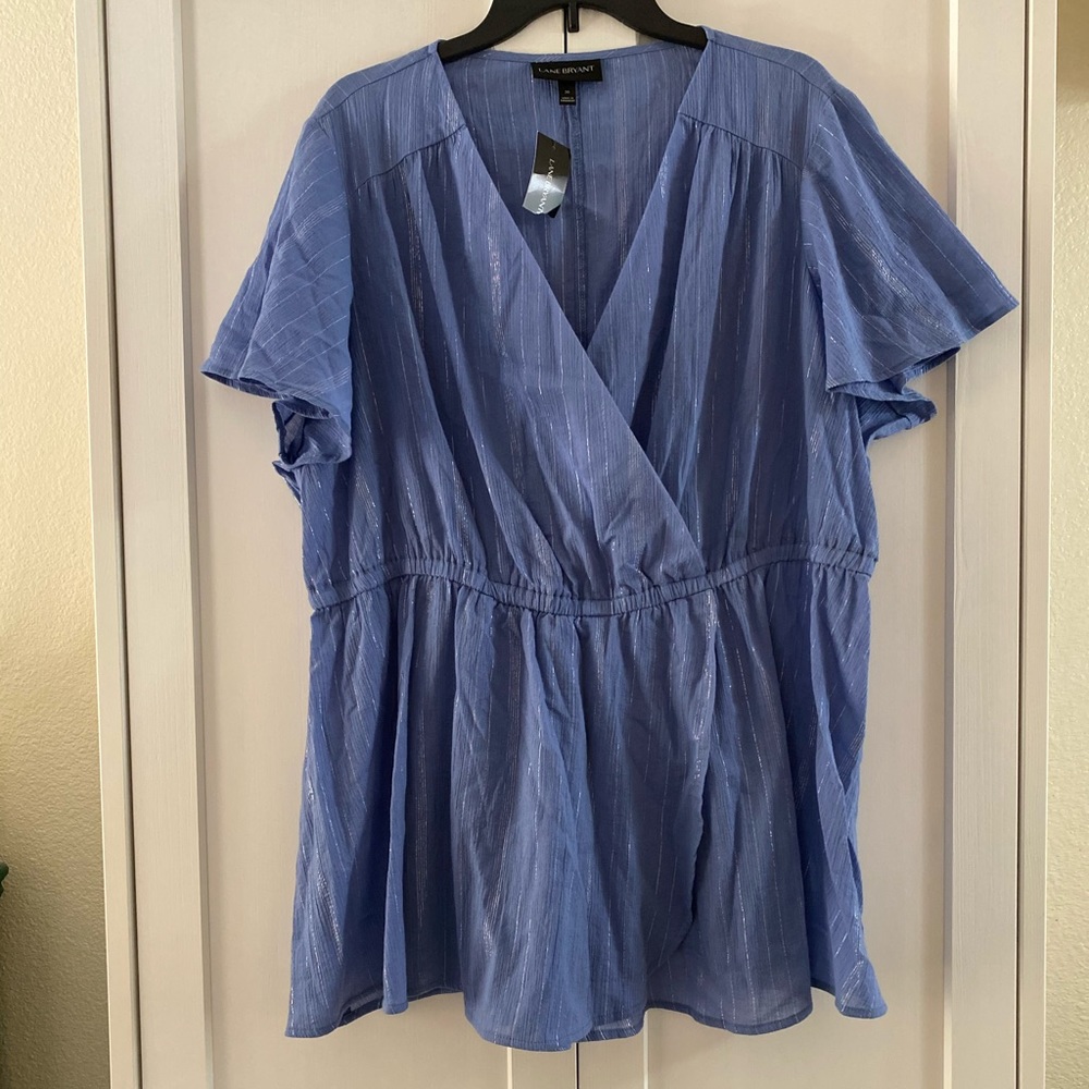 NWT Blue and Silver Striped Blouse Sz 20